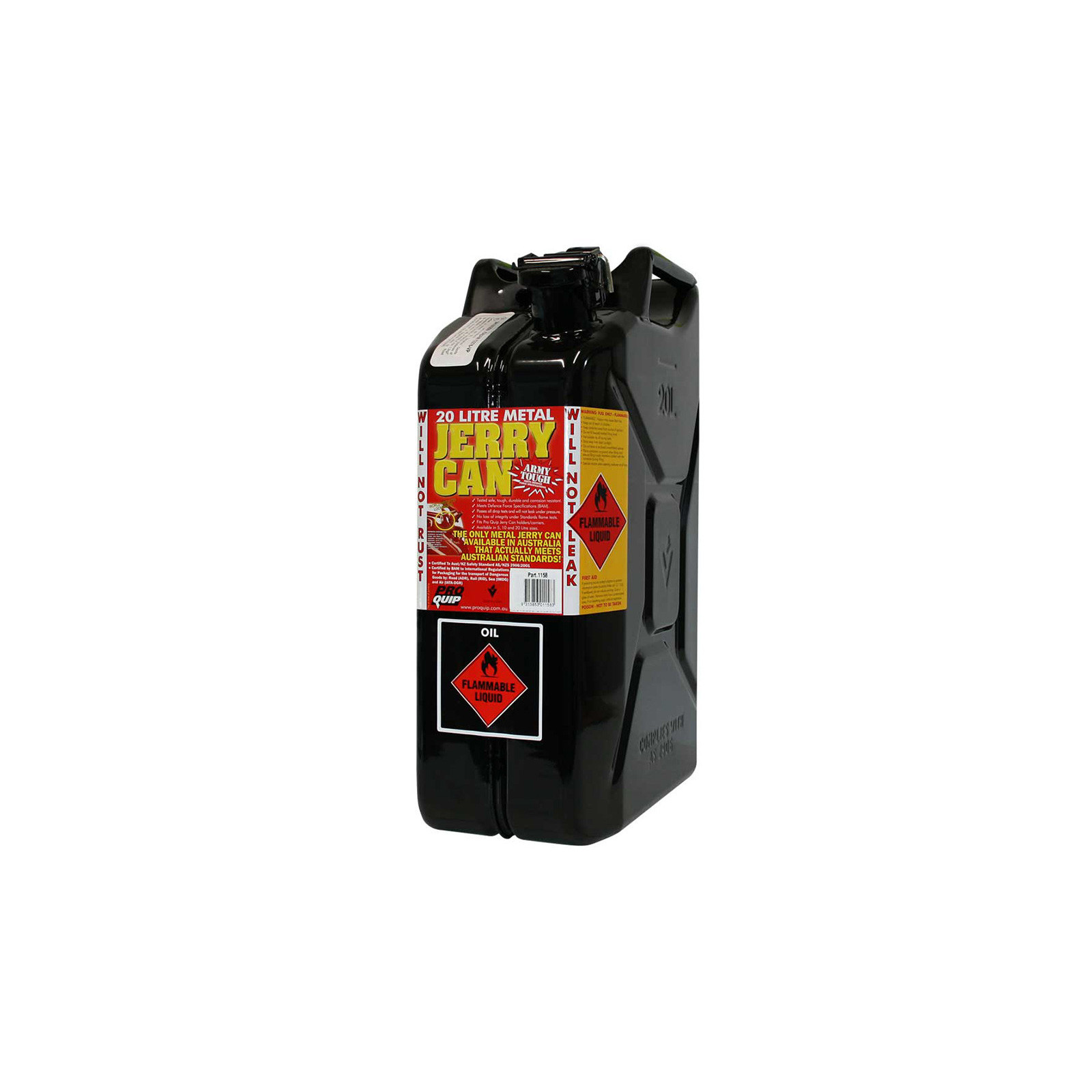 Jerrycan carburant - métal noir - Format US 20L