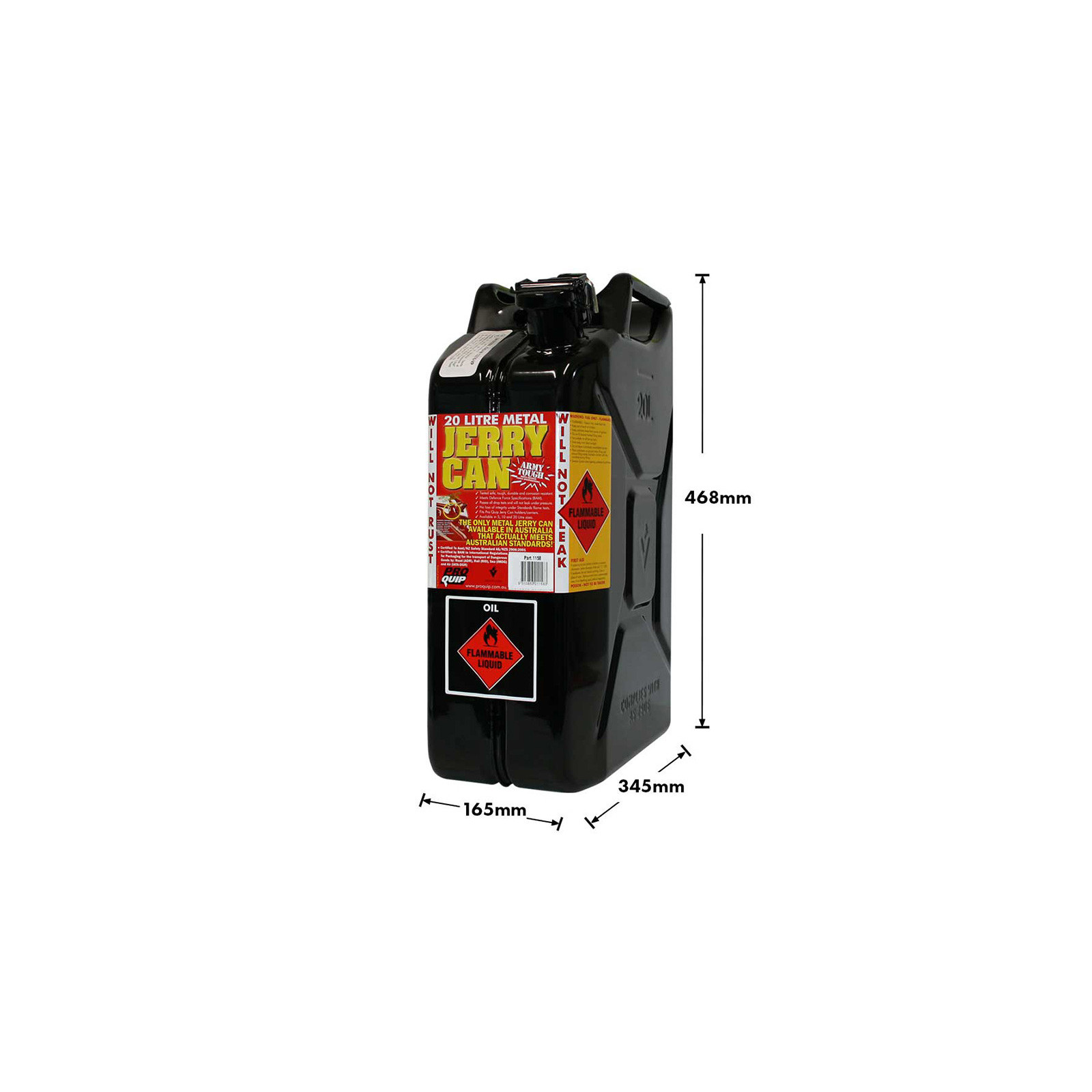 Jerrycan carburant - métal noir - Format US 20L