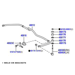 Kit barre stabilisatrice arrière fixe Toyota KDJ15 GDJ15 N4-Offroad - remplacement KDSS
