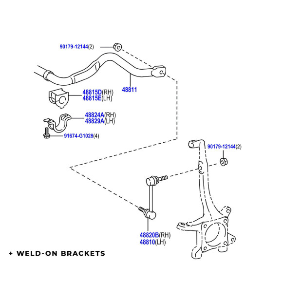 Kit barre stabilisatrice avant fixe Toyota KDJ15 GDJ15 N4-Offroad - remplacement KDSS