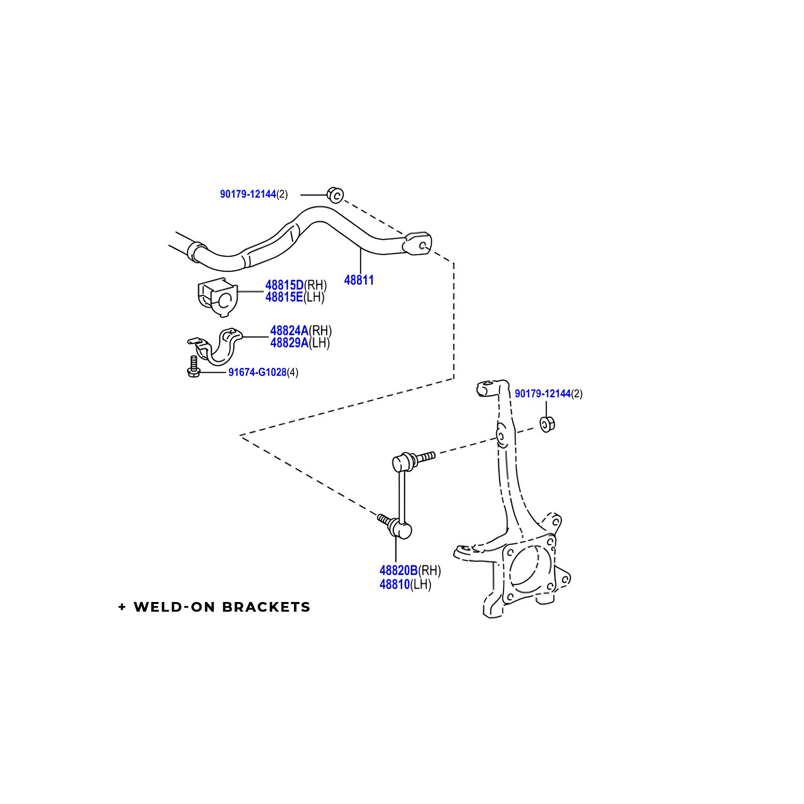 Kit barre stabilisatrice avant fixe Toyota KDJ15 GDJ15 N4-Offroad - remplacement KDSS