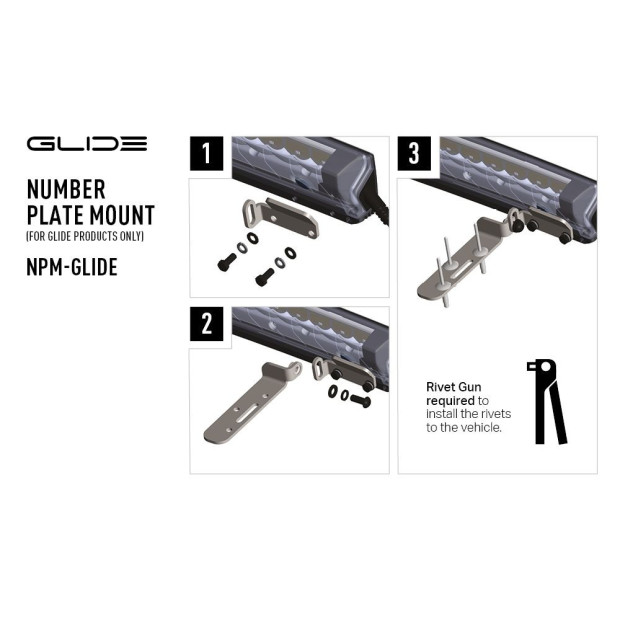 SUPPORT DE PLAQUE D'IMMATRICULATION LAZER (GLIDE)