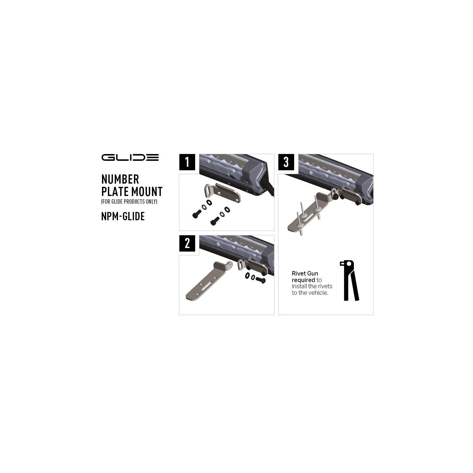 SUPPORT DE PLAQUE D'IMMATRICULATION LAZER (GLIDE)