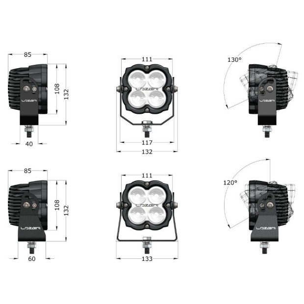 PHARE LED LAZER UTILITY-45 Gen2 NOIR - FIXATION SLIM - ADR Approv