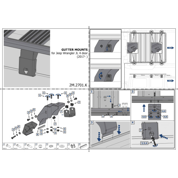 SUPPORT MONTAGE GOUTIERE JEEP WRANGLER JL