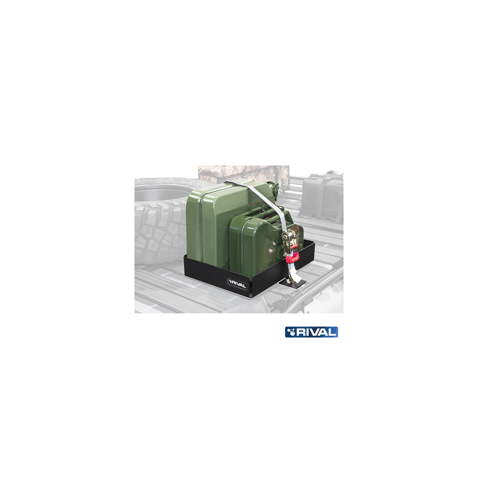 SUPPORT PORTE JERRYCAN DOUBLE POUR GALERIE MODULABLE RIVAL