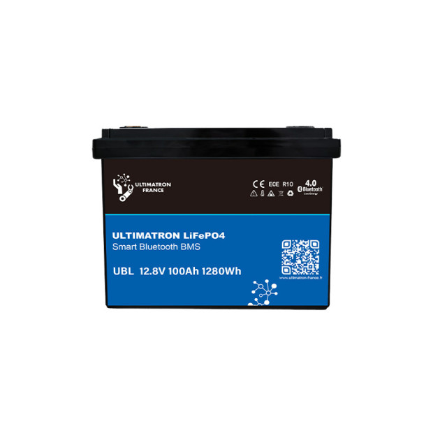 Batterie lithium LiFePO4 ULTIMATRON 12.8V 100Ah avec Bluetooth et Smart BMS intégré