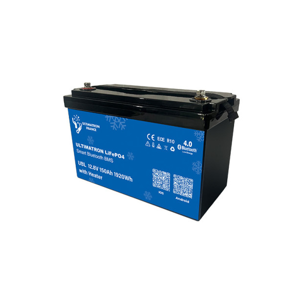 Batterie lithium LiFePO4 ULTIMATRON 12.8V 150Ah avec Bluetooth, Smart BMS intégré et chauffage