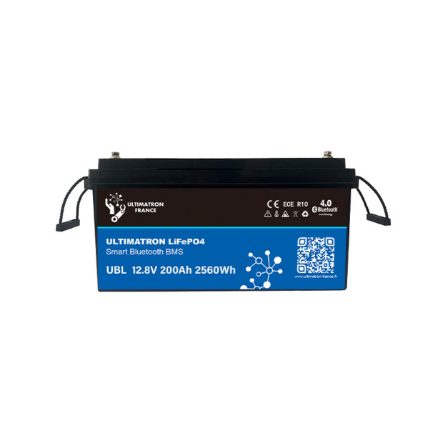 Batterie lithium LiFePO4 ULTIMATRON 12.8V 200Ah avec Bluetooth et Smart BMS intégré