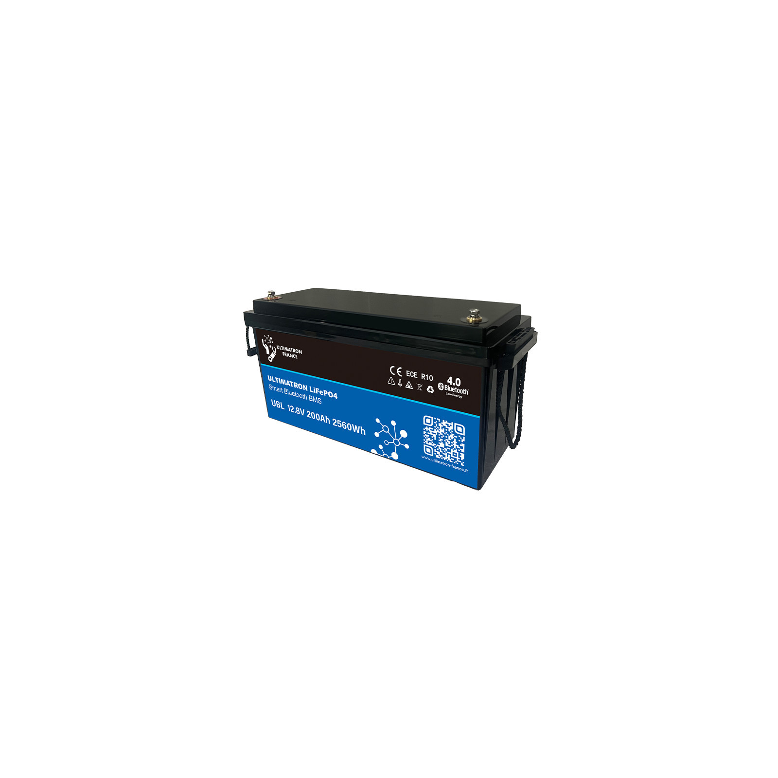 Batterie lithium LiFePO4 ULTIMATRON 12.8V 200Ah avec Bluetooth et Smart BMS intégré
