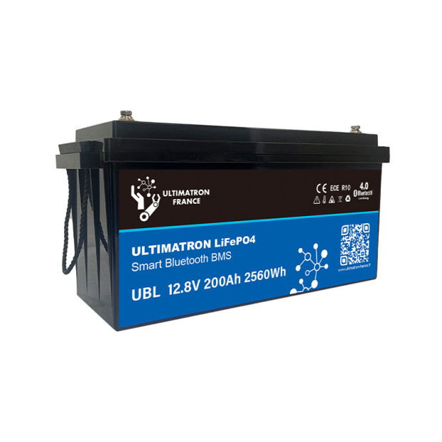 Batterie lithium LiFePO4 ULTIMATRON 12.8V 200Ah avec Bluetooth et Smart BMS intégré