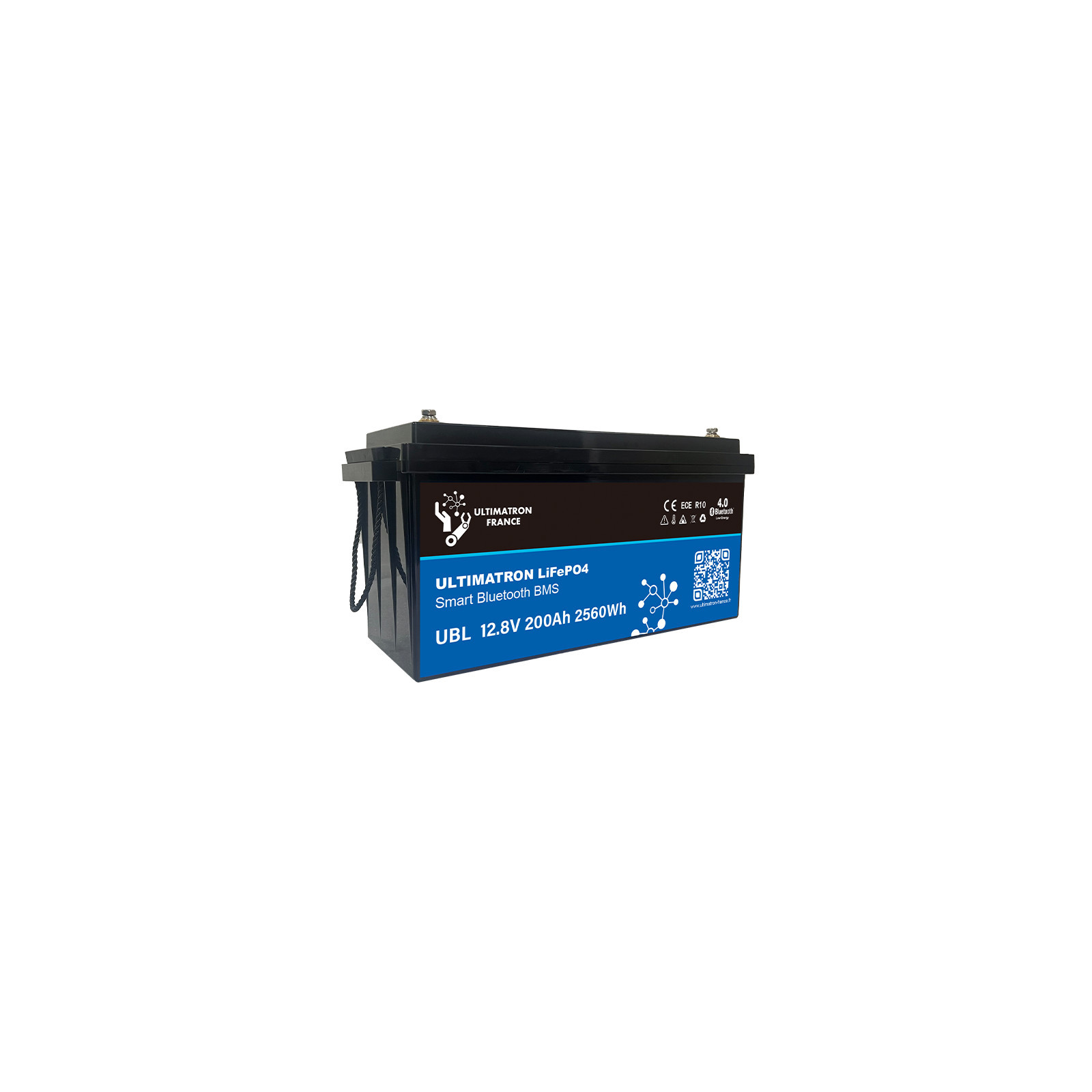 Batterie lithium LiFePO4 ULTIMATRON 12.8V 200Ah avec Bluetooth et Smart BMS intégré