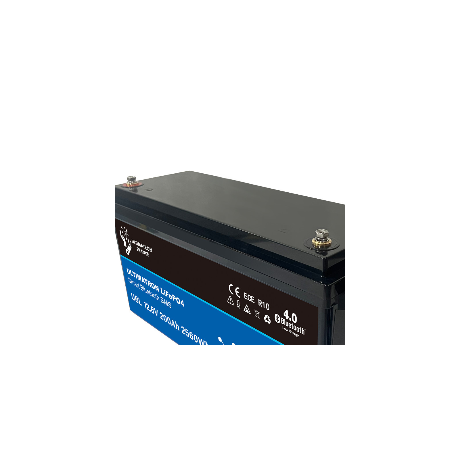 Batterie lithium LiFePO4 ULTIMATRON 12.8V 200Ah avec Bluetooth et Smart BMS intégré