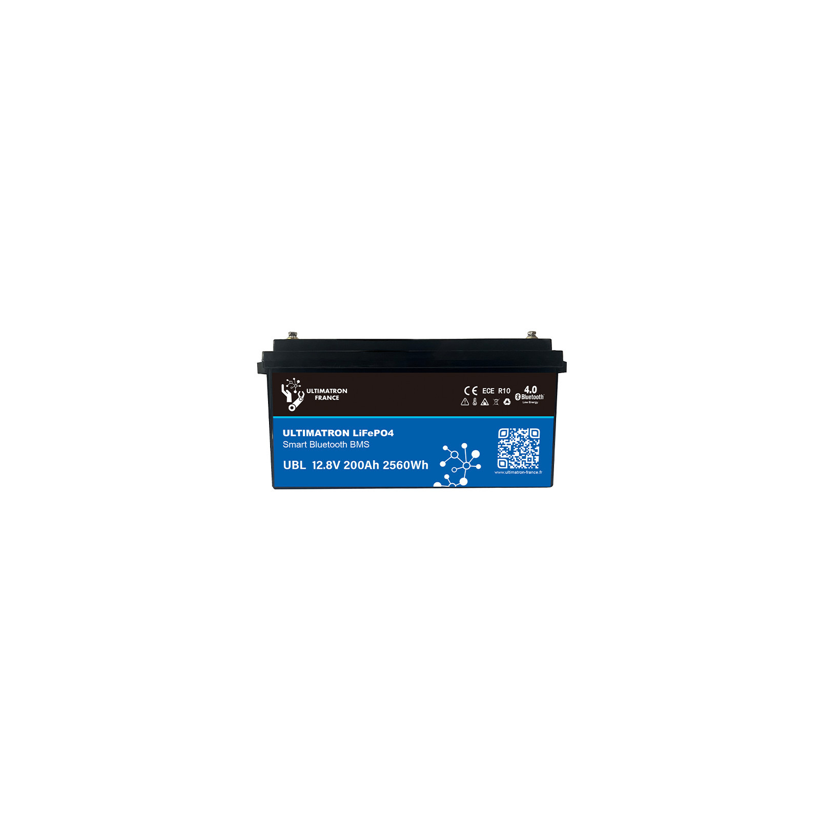 Batterie lithium LiFePO4 ULTIMATRON 12.8V 200Ah avec Bluetooth et Smart BMS intégré