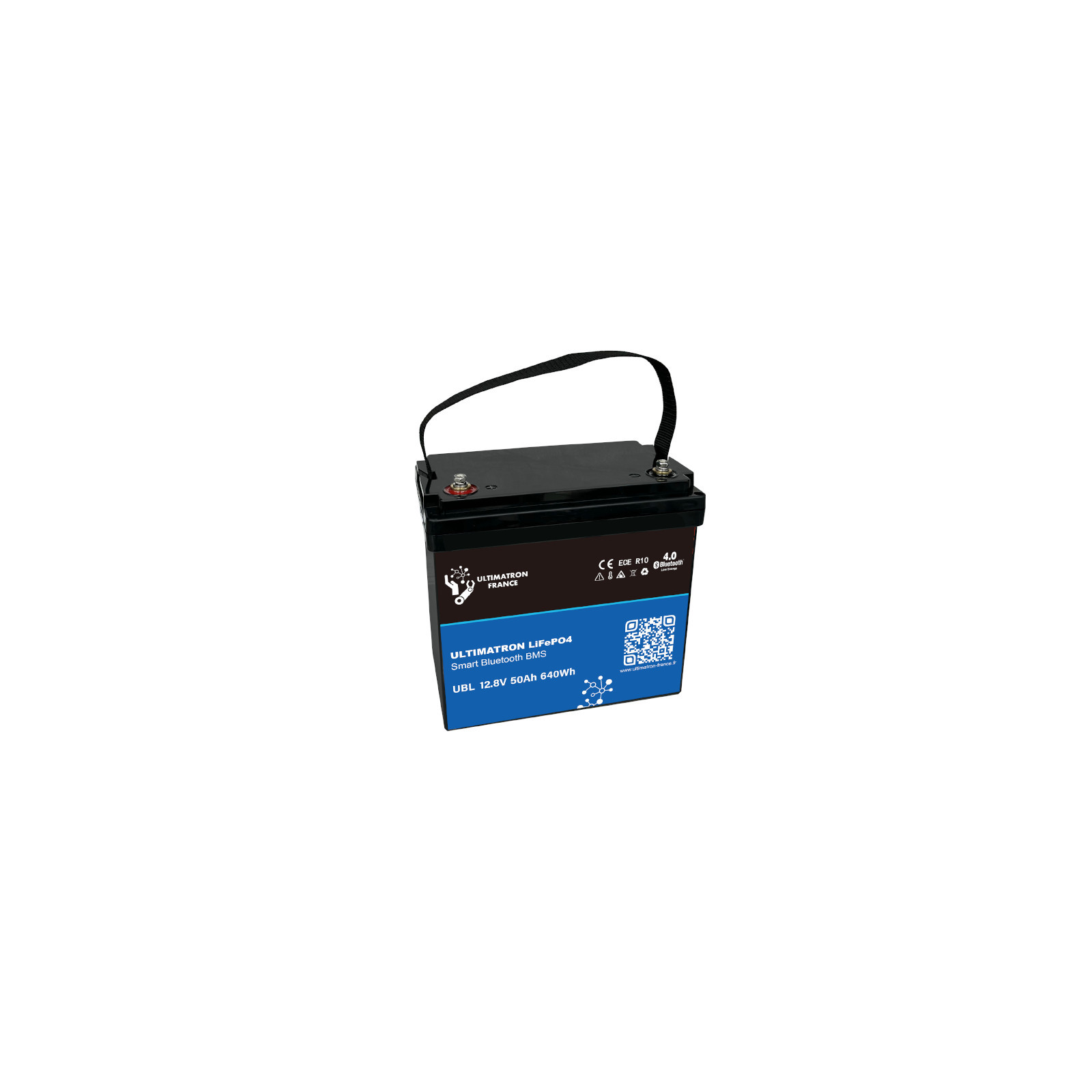Batterie lithium LiFePO4 ULTIMATRON 12.8V 50Ah avec Bluetooth et Smart BMS intégré