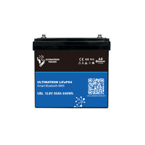 Batterie lithium LiFePO4 ULTIMATRON 12.8V 50Ah avec Bluetooth et Smart BMS intégré