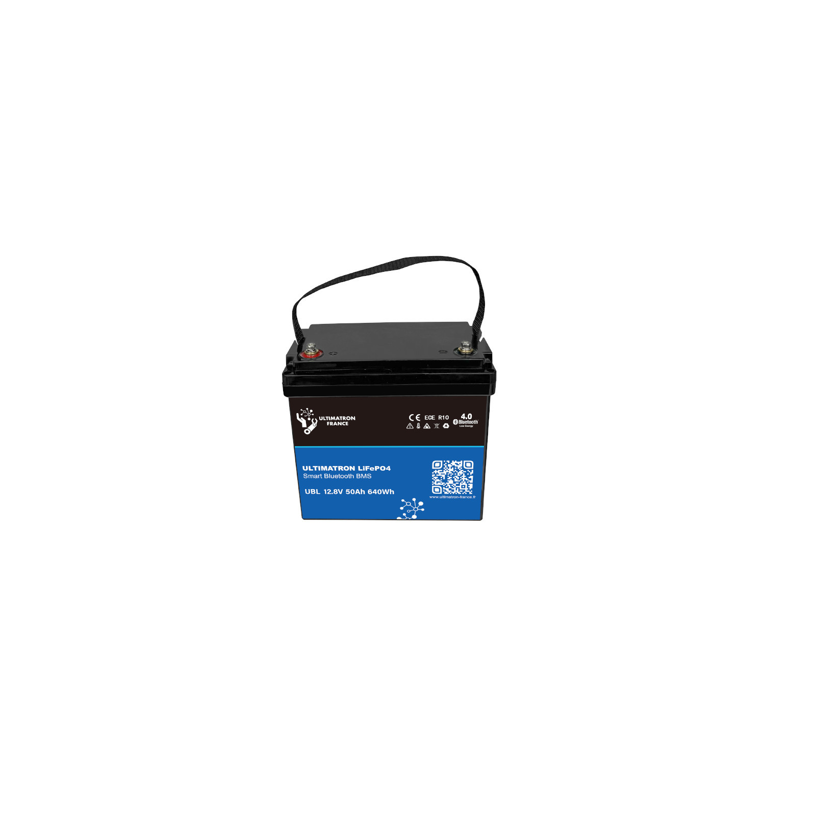 Batterie lithium LiFePO4 ULTIMATRON 12.8V 50Ah avec Bluetooth et Smart BMS intégré