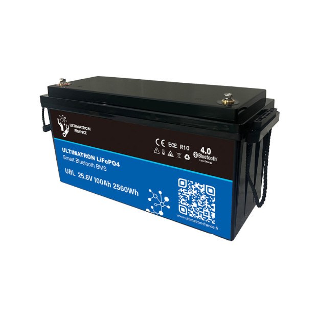 Batterie lithium LiFePO4 ULTIMATRON 25.6V 100Ah avec Bluetooth et Smart BMS intégré