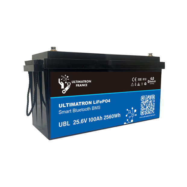 Batterie lithium LiFePO4 ULTIMATRON 25.6V 100Ah avec Bluetooth et Smart BMS intégré