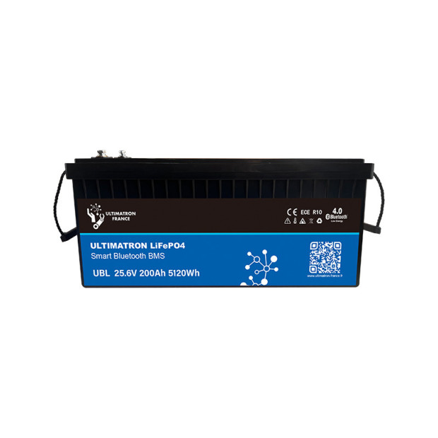Batterie lithium LiFePO4 ULTIMATRON 25.6V 200Ah avec Bluetooth, Smart BMS intégré et chauffage