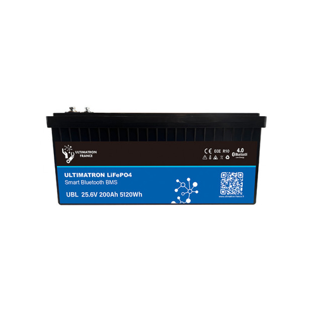 Batterie lithium LiFePO4 ULTIMATRON 25.6V 200Ah avec Bluetooth, Smart BMS intégré et chauffage