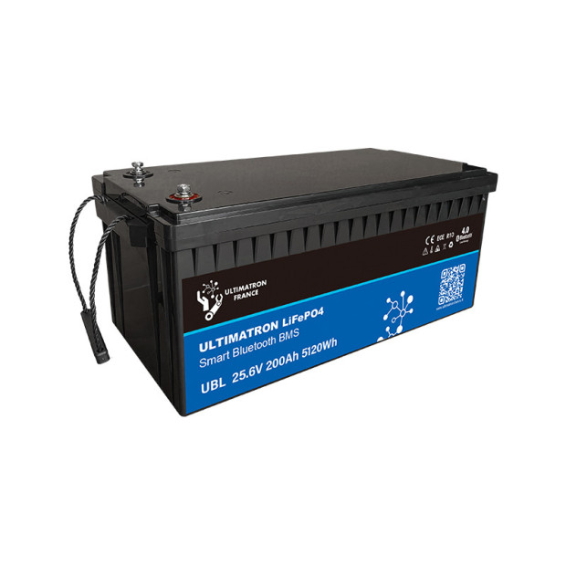 Batterie lithium LiFePO4 ULTIMATRON 25.6V 200Ah avec Bluetooth, Smart BMS intégré et chauffage