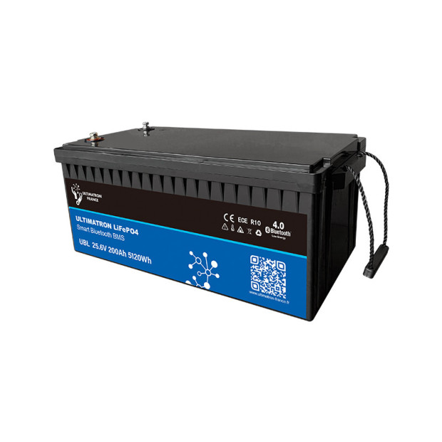 Batterie lithium LiFePO4 ULTIMATRON 25.6V 200Ah avec Bluetooth, Smart BMS intégré et chauffage