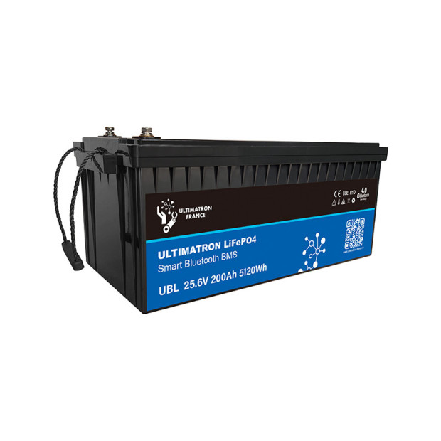 Batterie lithium LiFePO4 ULTIMATRON 25.6V 200Ah avec Bluetooth, Smart BMS intégré et chauffage