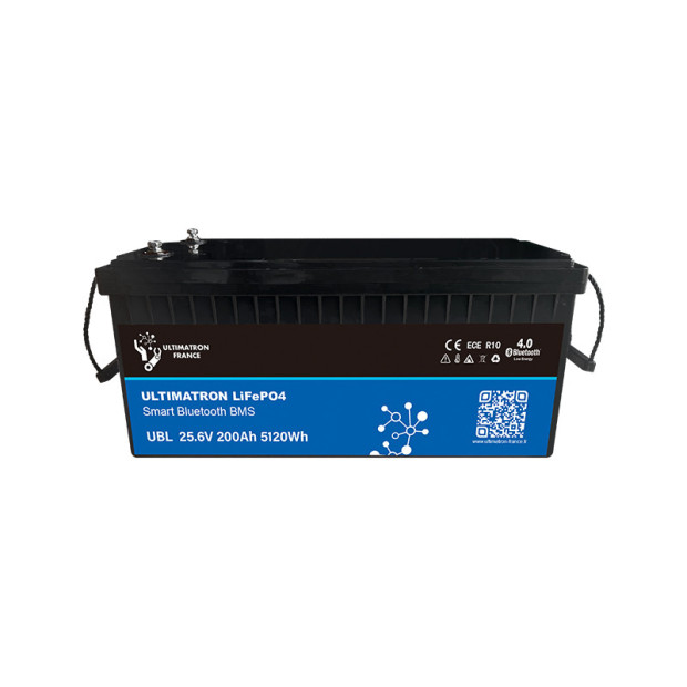 Batterie lithium LiFePO4 ULTIMATRON 25.6V 200Ah avec Bluetooth, Smart BMS intégré et chauffage