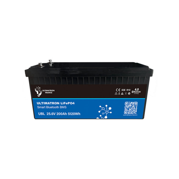 Batterie lithium LiFePO4 ULTIMATRON 25.6V 200Ah avec Bluetooth, Smart BMS intégré et chauffage