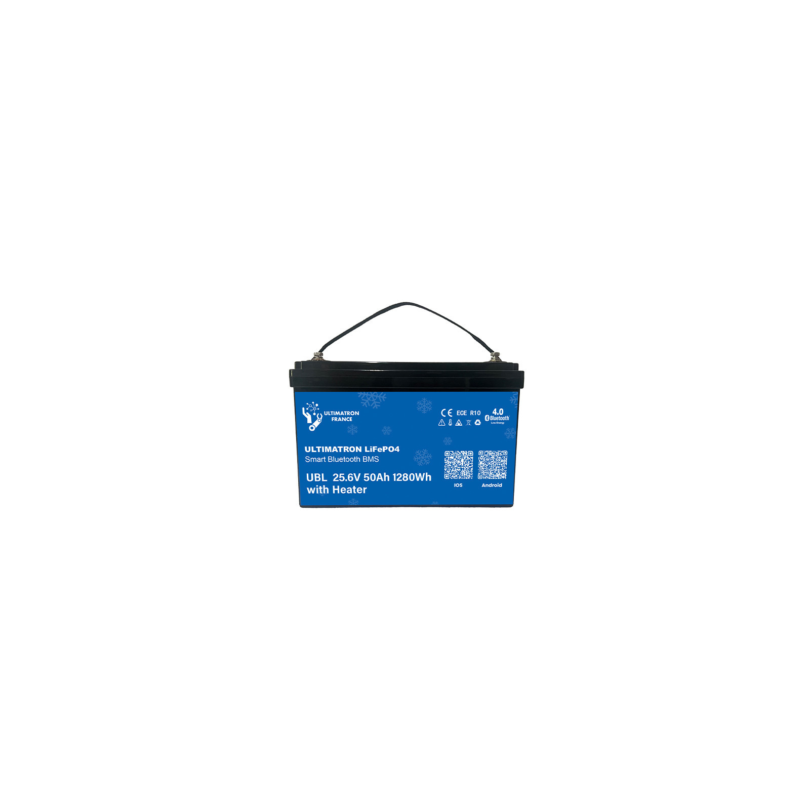 Batterie lithium LiFePO4 ULTIMATRON 25.6V 50Ah avec Bluetooth, Smart BMS intégré et chauffage