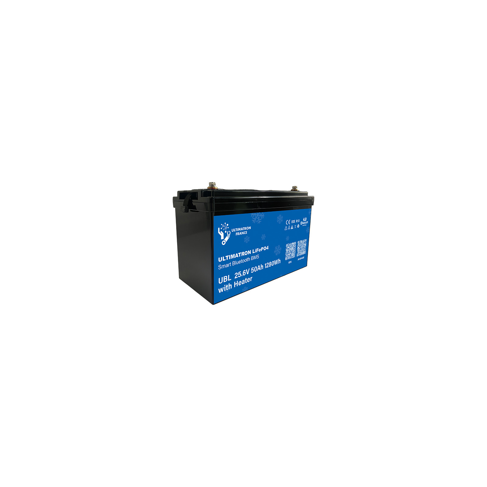 Batterie lithium LiFePO4 ULTIMATRON 25.6V 50Ah avec Bluetooth, Smart BMS intégré et chauffage
