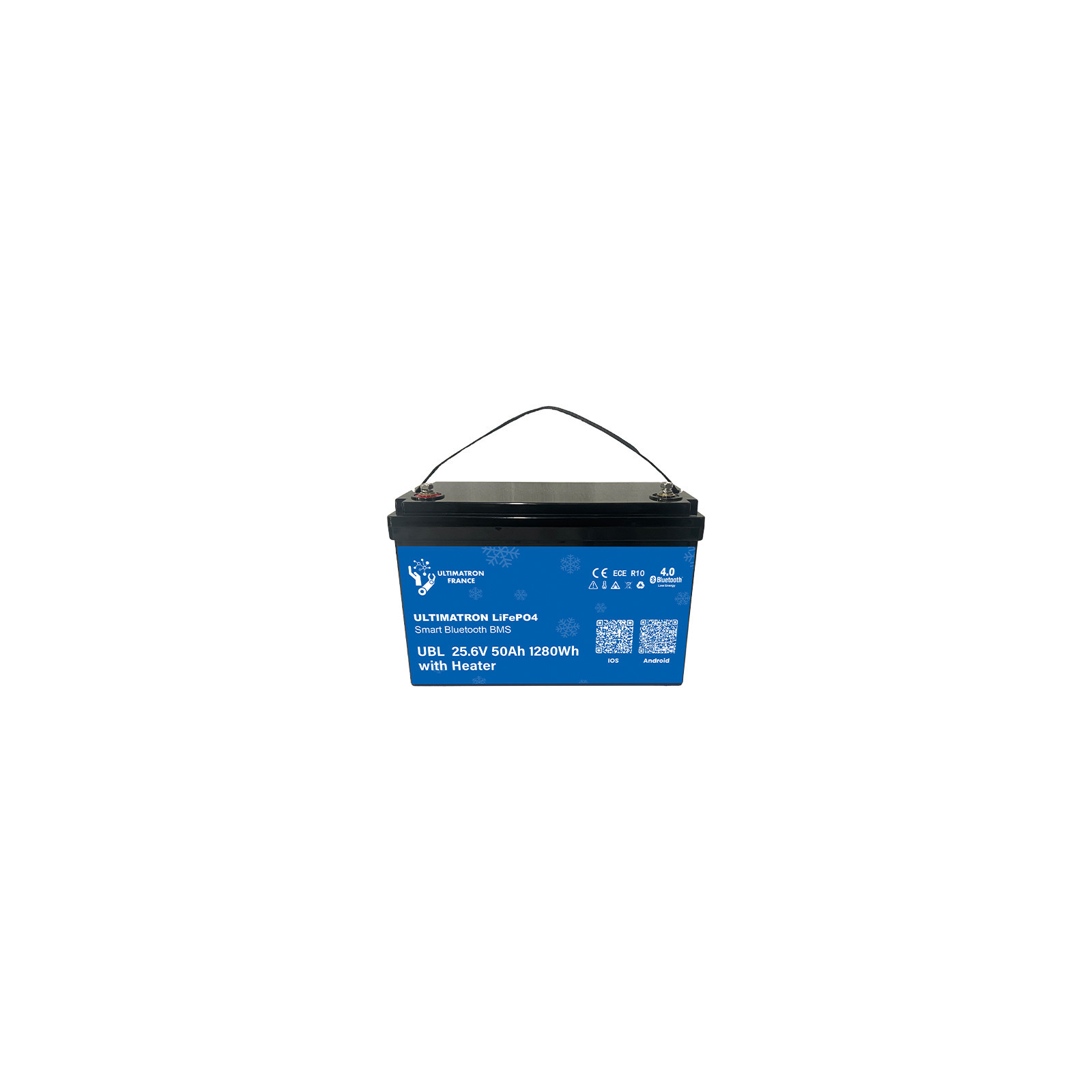 Batterie lithium LiFePO4 ULTIMATRON 25.6V 50Ah avec Bluetooth, Smart BMS intégré et chauffage