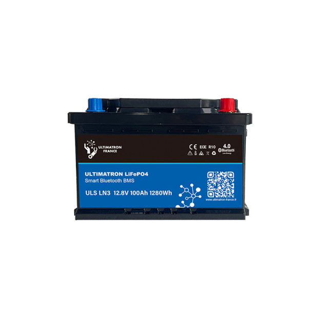 Batterie lithium LiFePO4 ULTIMATRON 12.8V 100Ah avec Bluetooth et Smart BMS intégré