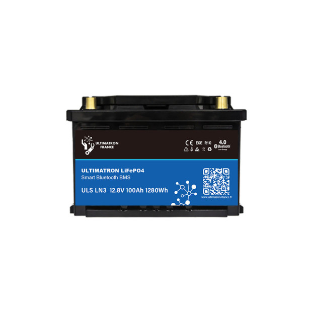 Batterie lithium LiFePO4 ULTIMATRON 12.8V 100Ah avec Bluetooth et Smart BMS intégré