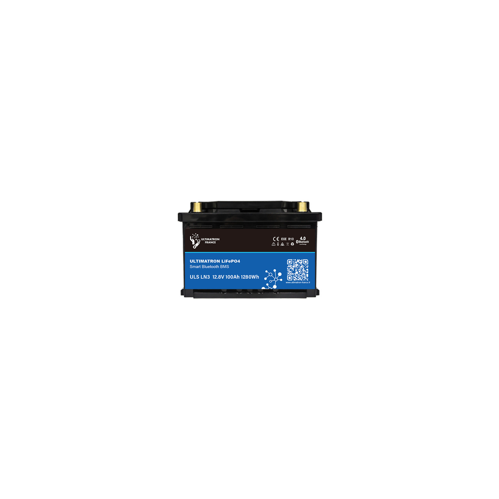 Batterie lithium LiFePO4 ULTIMATRON 12.8V 100Ah avec Bluetooth et Smart BMS intégré