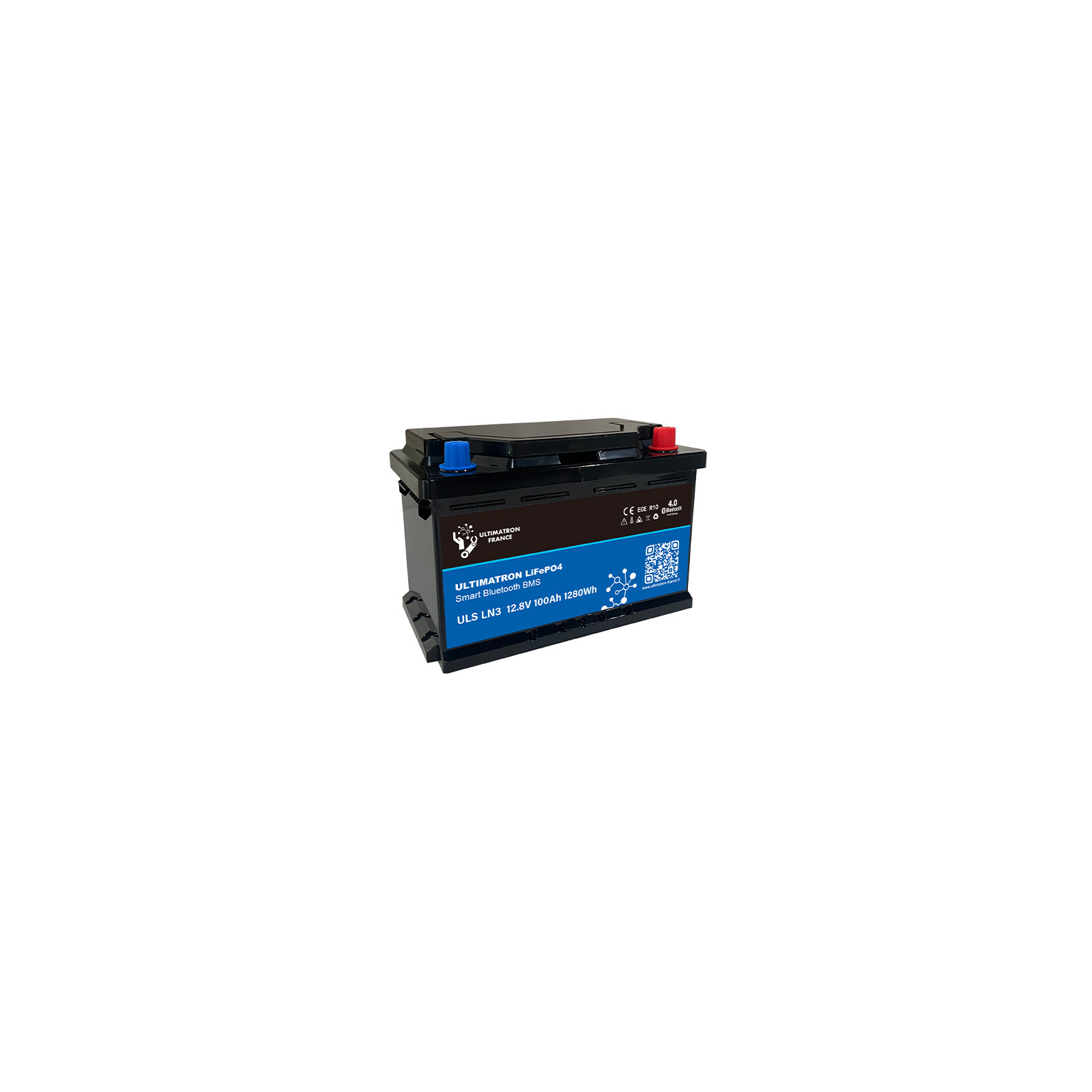 Batterie lithium LiFePO4 ULTIMATRON 12.8V 100Ah avec Bluetooth et Smart BMS intégré