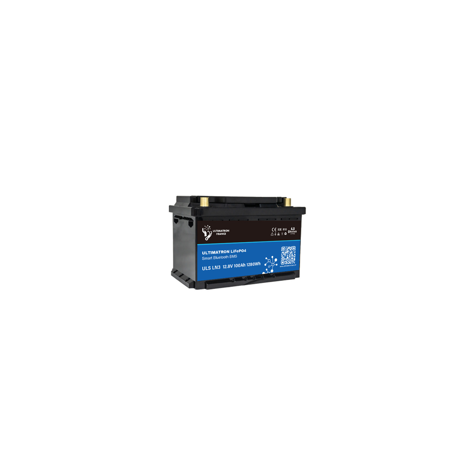Batterie lithium LiFePO4 ULTIMATRON 12.8V 100Ah avec Bluetooth et Smart BMS intégré