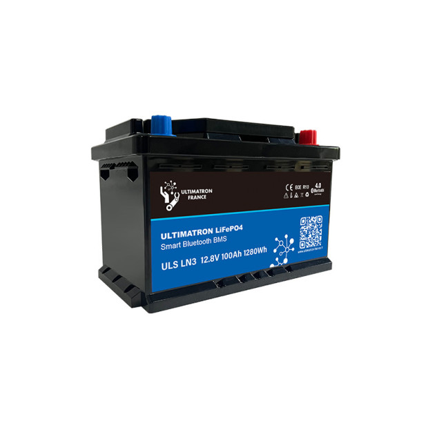 Batterie lithium LiFePO4 ULTIMATRON 12.8V 100Ah avec Bluetooth et Smart BMS intégré