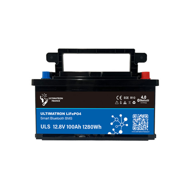 Batterie lithium LiFePO4 ULTIMATRON 12.8V 100Ah avec Bluetooth et Smart BMS intégré