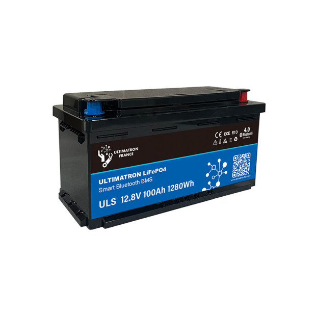 Batterie lithium LiFePO4 ULTIMATRON 12.8V 100Ah avec Bluetooth et Smart BMS intégré