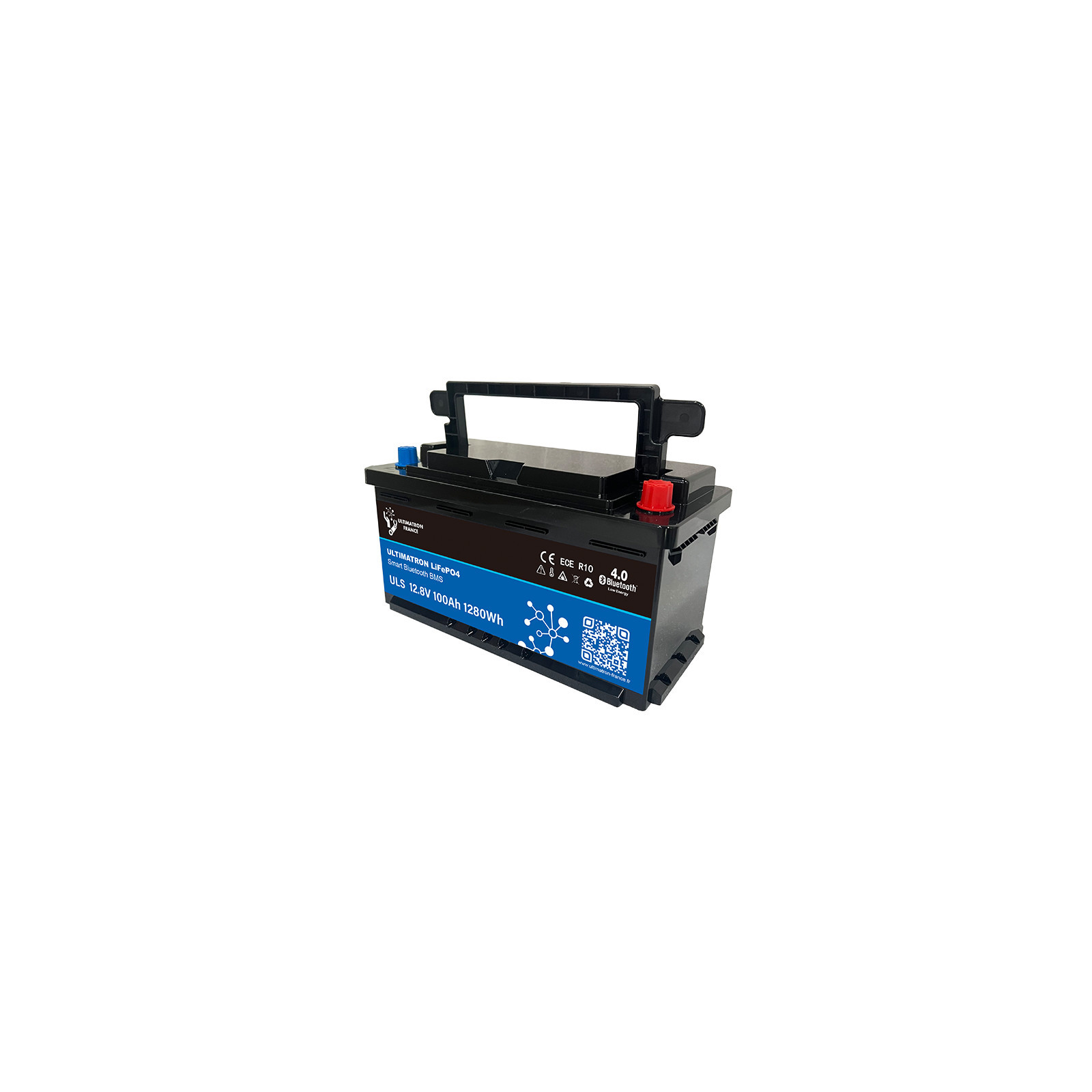 Batterie lithium LiFePO4 ULTIMATRON 12.8V 100Ah avec Bluetooth et Smart BMS intégré