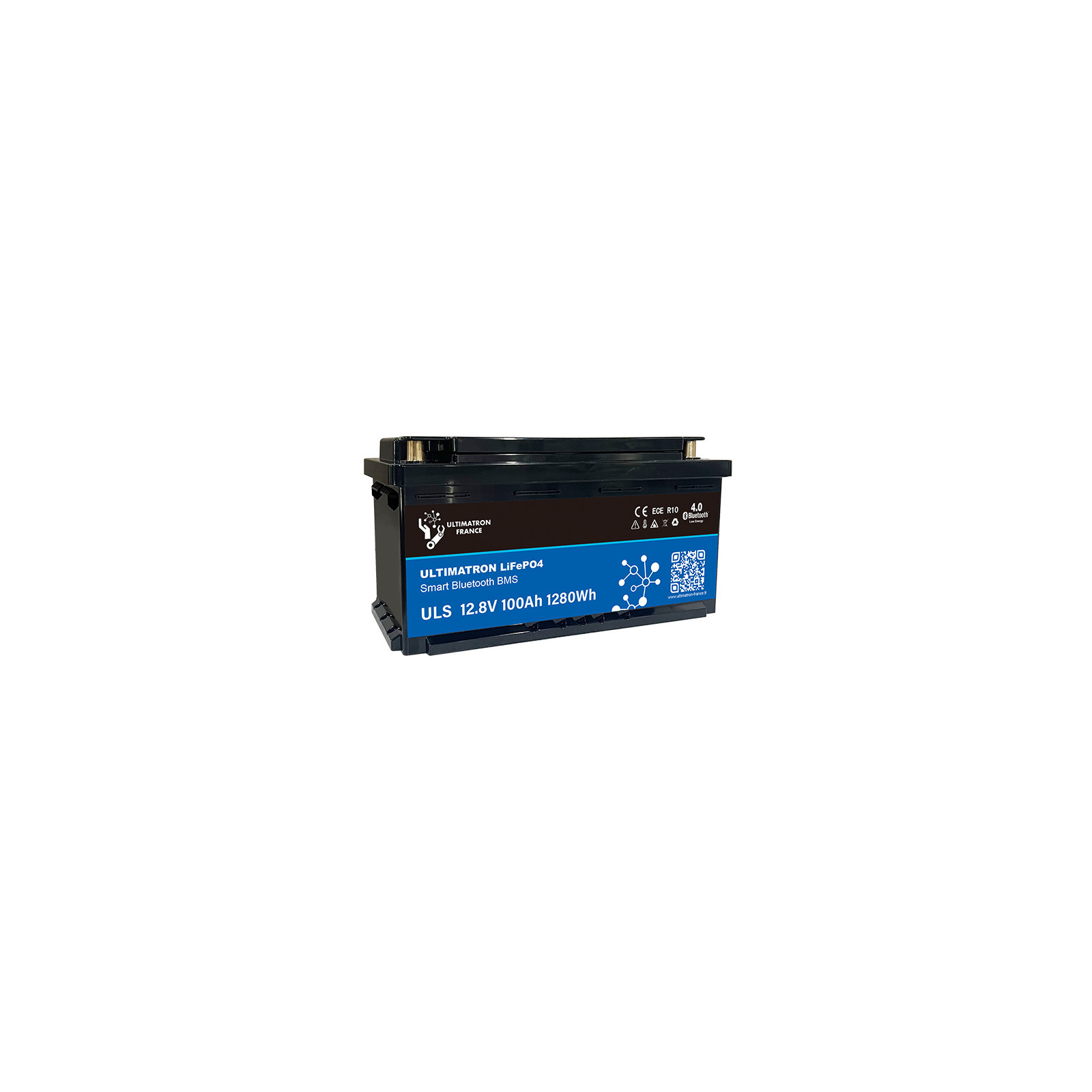 Batterie lithium LiFePO4 ULTIMATRON 12.8V 100Ah avec Bluetooth et Smart BMS intégré