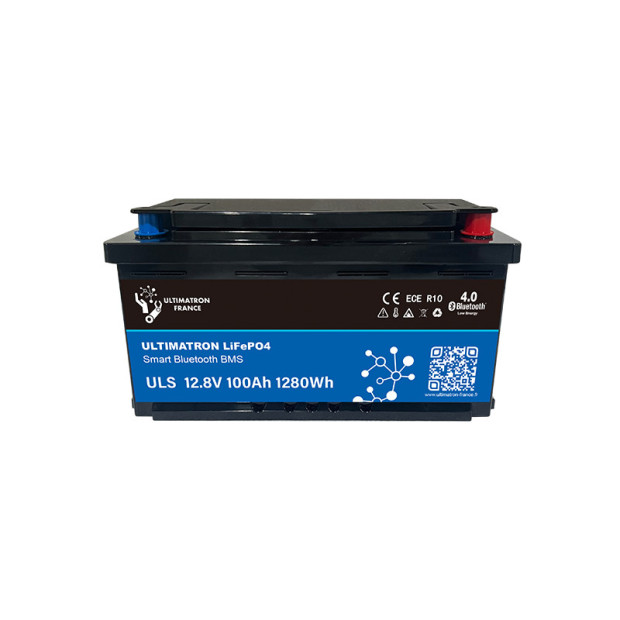 Batterie lithium LiFePO4 ULTIMATRON 12.8V 100Ah avec Bluetooth et Smart BMS intégré