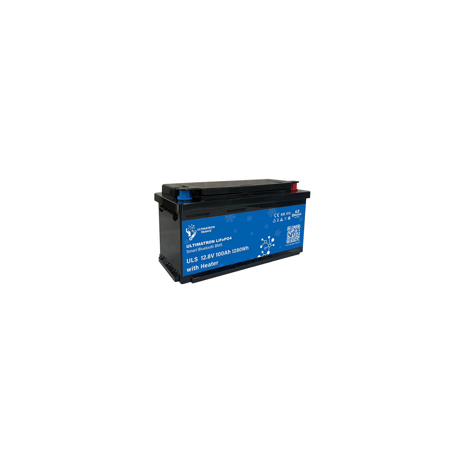 Batterie lithium LiFePO4 ULTIMATRON 12.8V 100Ah avec Bluetooth, Smart BMS intégré et chauffage