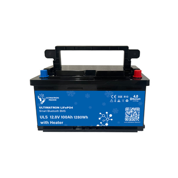 Batterie lithium LiFePO4 ULTIMATRON 12.8V 100Ah avec Bluetooth, Smart BMS intégré et chauffage