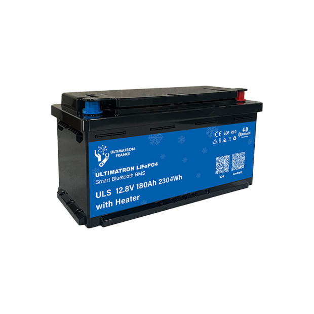 Batterie lithium LiFePO4 ULTIMATRON 12.8V 180Ah avec Bluetooth, Smart BMS intégré et chauffage