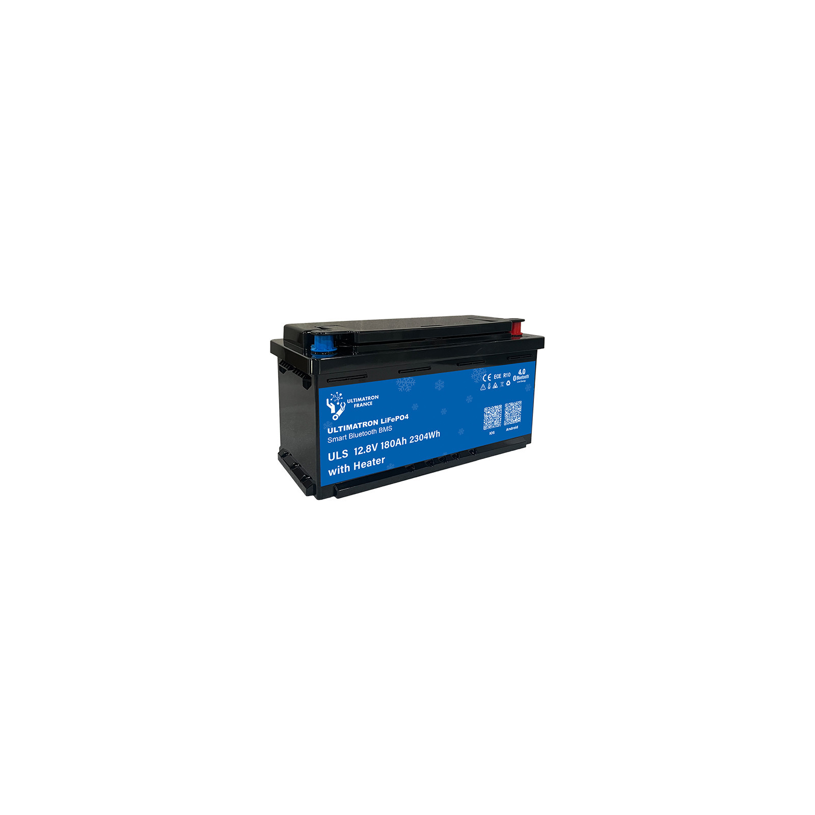 Batterie lithium LiFePO4 ULTIMATRON 12.8V 180Ah avec Bluetooth, Smart BMS intégré et chauffage