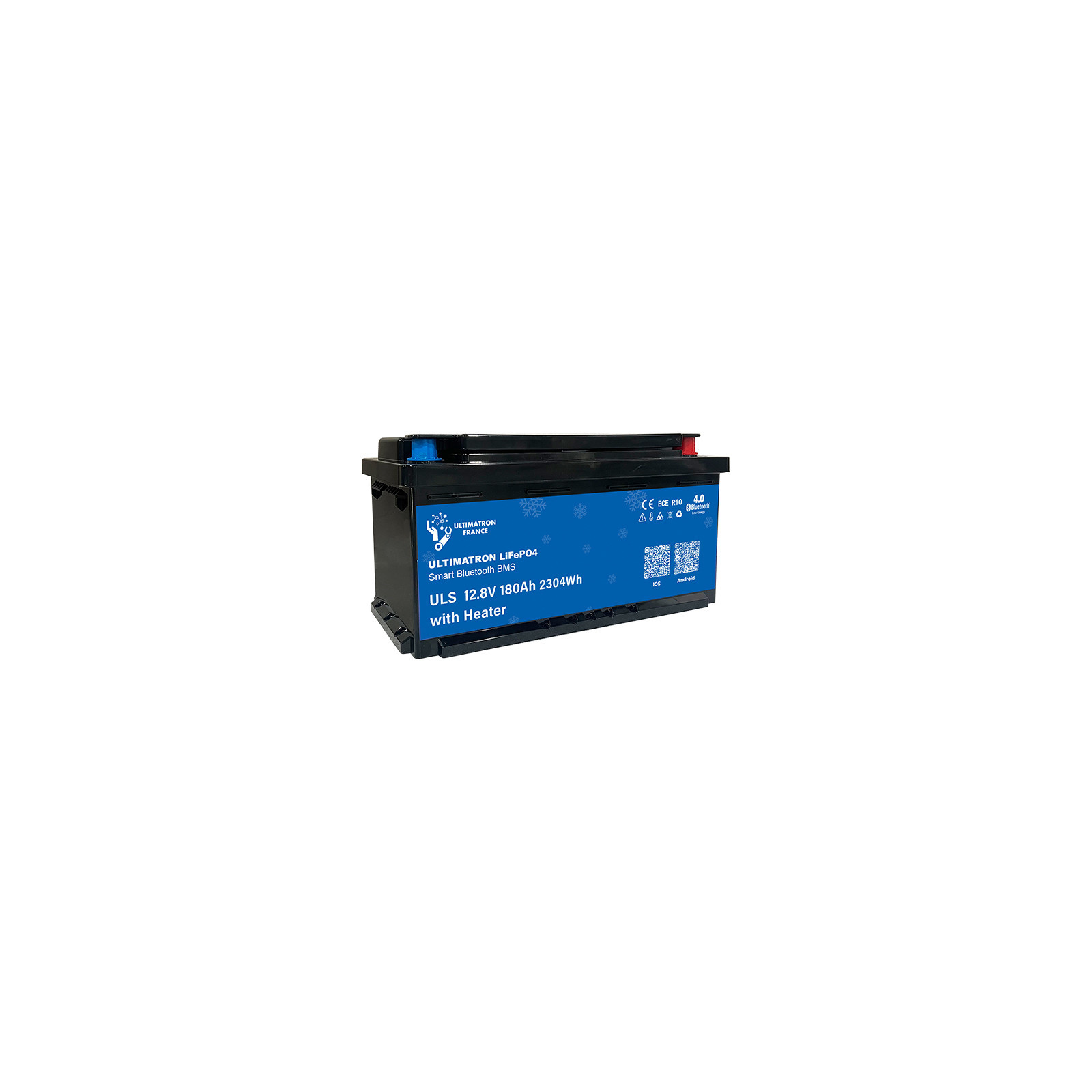 Batterie lithium LiFePO4 ULTIMATRON 12.8V 180Ah avec Bluetooth, Smart BMS intégré et chauffage