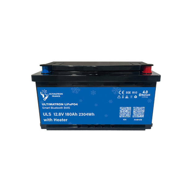 Batterie lithium LiFePO4 ULTIMATRON 12.8V 180Ah avec Bluetooth, Smart BMS intégré et chauffage